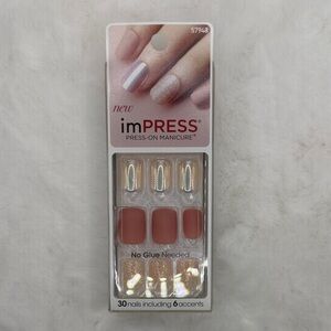Kiss imPRESS Press-On Manicure Nail Set - Night Fever (soft pink/rose gold)